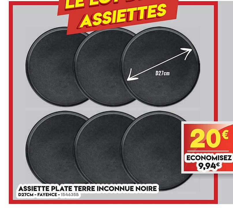 assiette plate terre inconnue noire