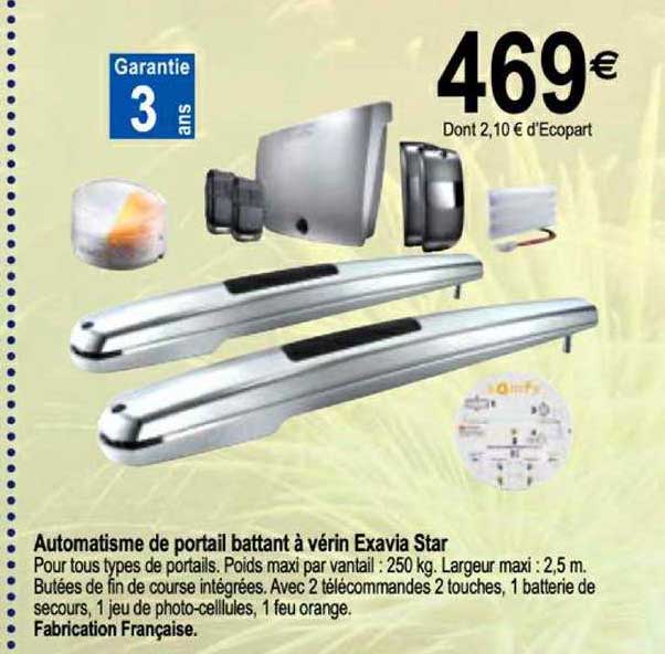 automatisme de portail battant à vérin exavia star