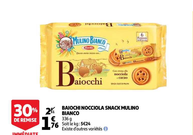 baiochi nocciola snack mulino bianco 30% de remise immédiate