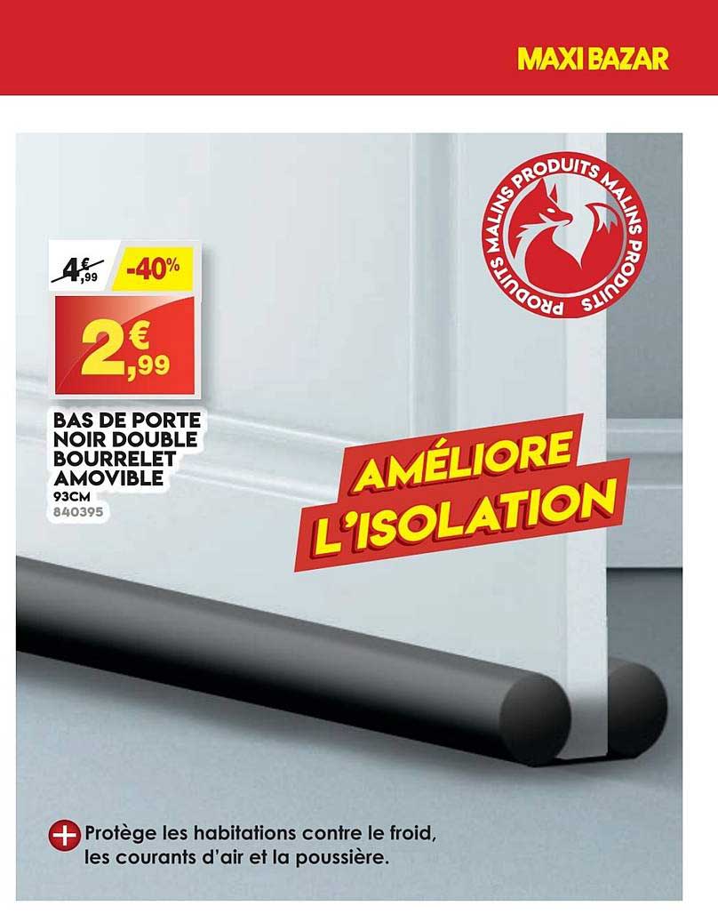 bas de porte noir double bourrelet amovible