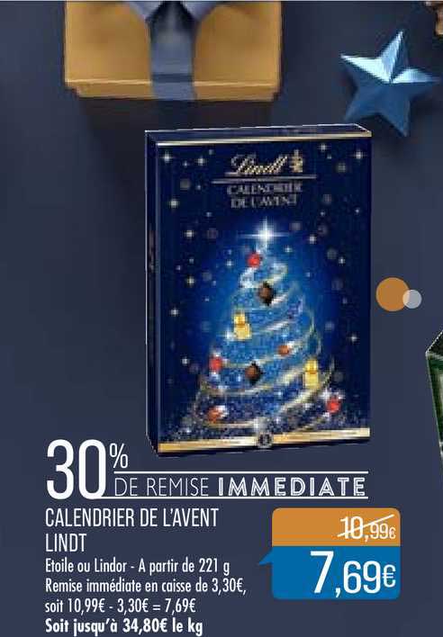 calendrier de l'avent lindt 30% de remise immédiate