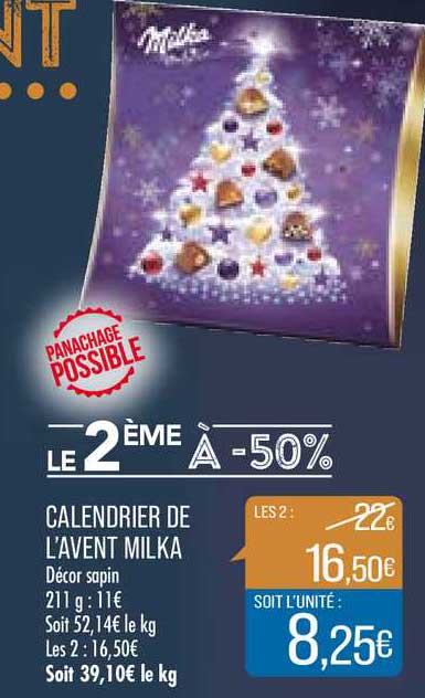 calendrier de l'avent milka le 2ème à -50%