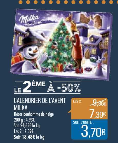 calendrier de l'avent milka le 2ème à -50%