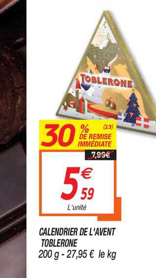 calendrier de l'avent toblerone 30% de remise immédiate