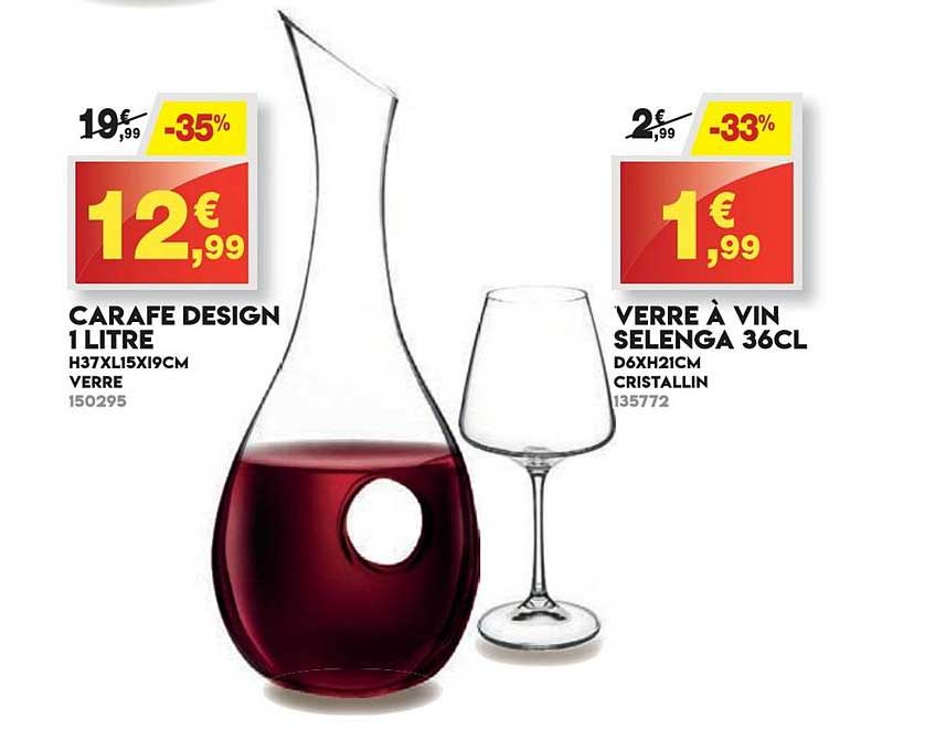 carafe design 1 litres verre à vin selenga 36cl