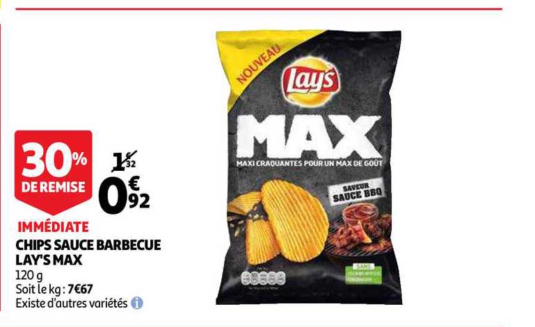 Chips Sauce Barbecue Lay's Max 30% De Remise Immédiate