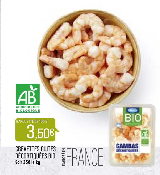 Crevettes Cuites Décortiquées Bio