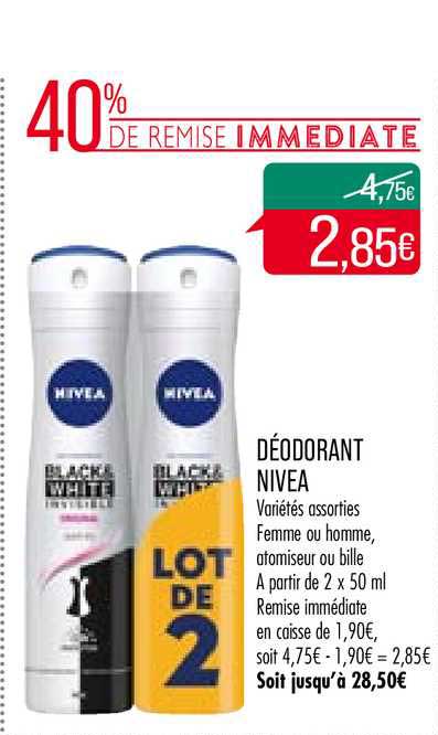 Déodorant Nivea 40% De Remise Immédiate