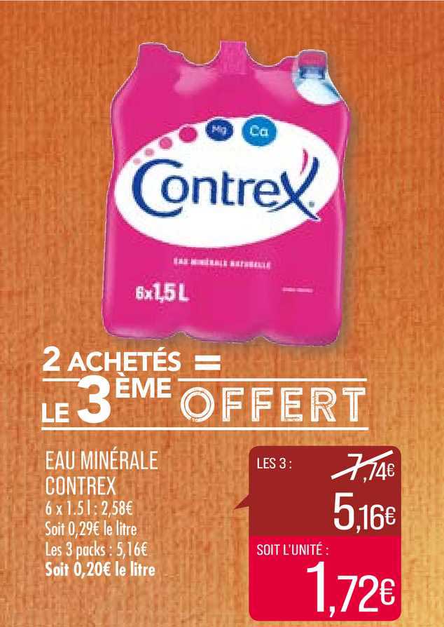 eau minérale contrex 2 achetés = le 3ème offert