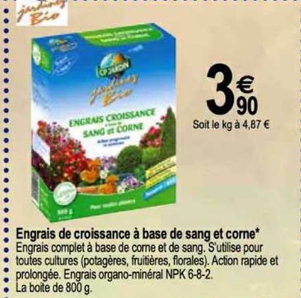 engrais de croissance à base de sang et corne