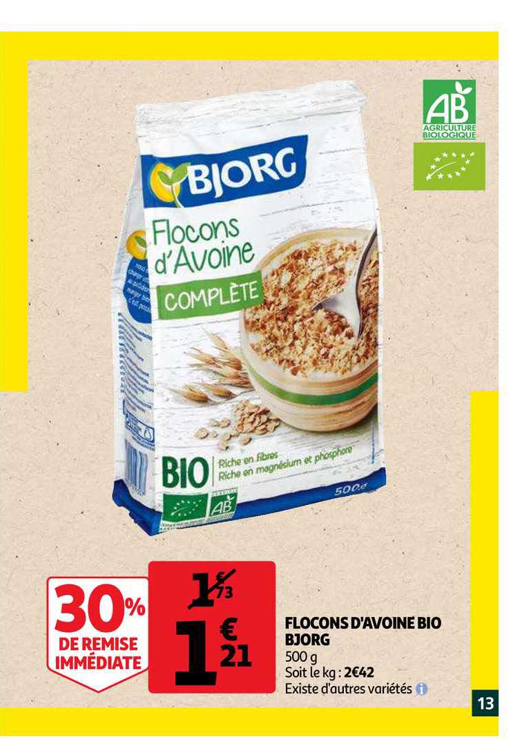 flocons d'avoine bio bjorg 30% de remise immédiate