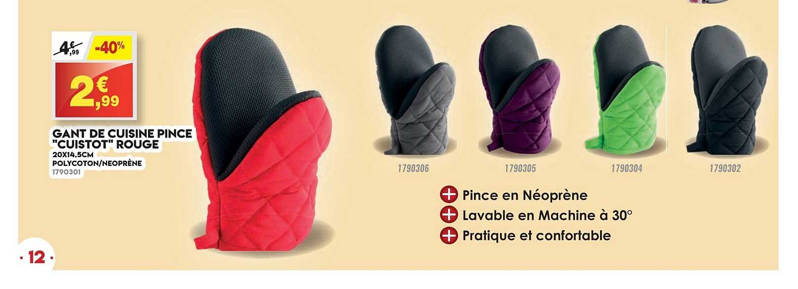 Gant De Cuisine Pince Cuistot Rouge