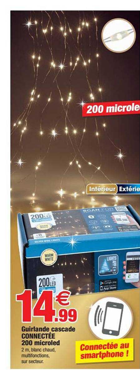 guirlande cascade connectée 200 microled