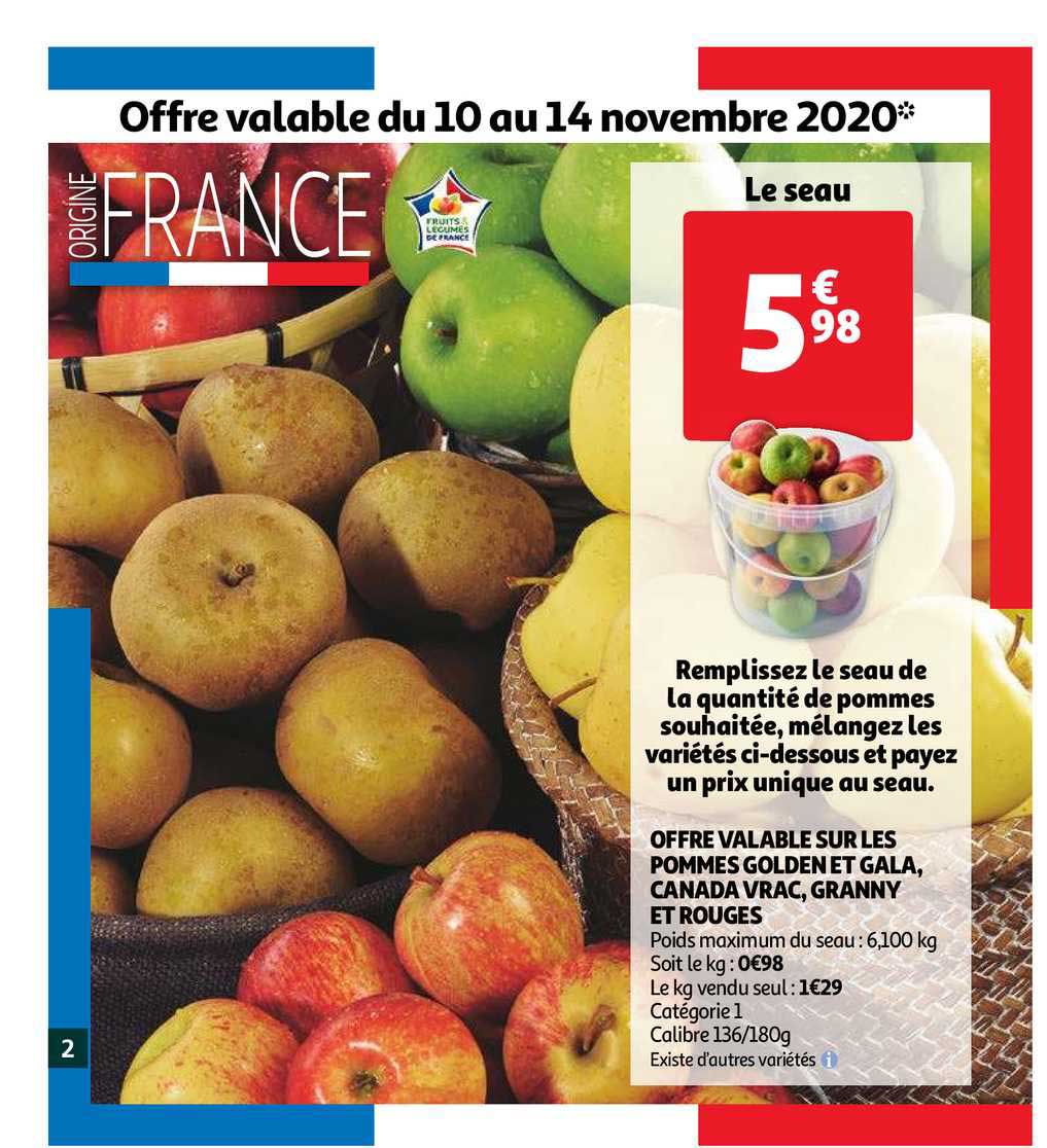 le seau offre valable sur les pommes golden et gala canada vrac granny et rouges