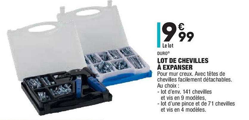 lot de chevilles à expanser duro