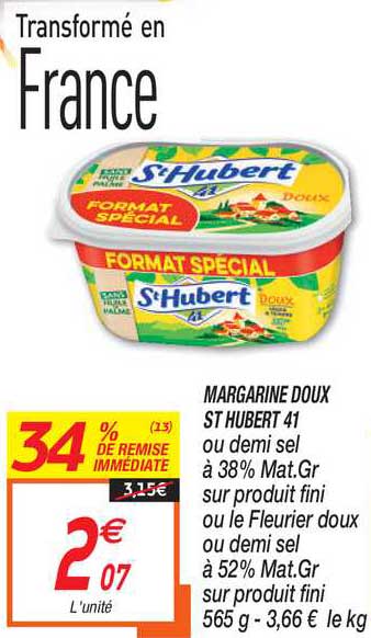 margarine doux st hubert 41 34% de remise immédiate