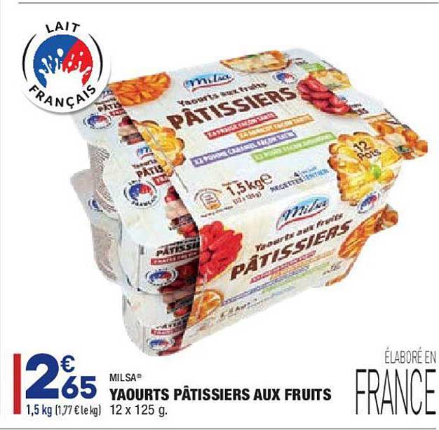 milsa yaourts pâtissiers aux fruits