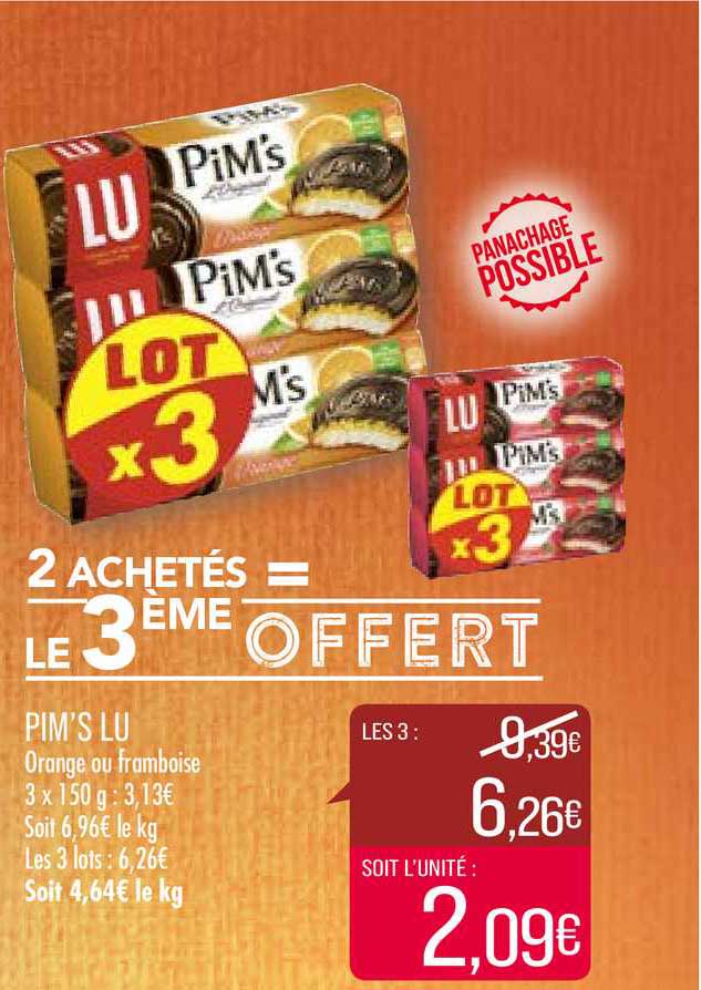 pim's lu 2 achetés = le 3ème offert