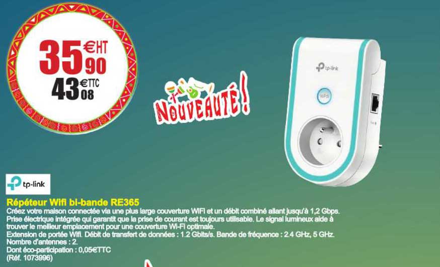 répéteur wifi bi bande re365 tp link