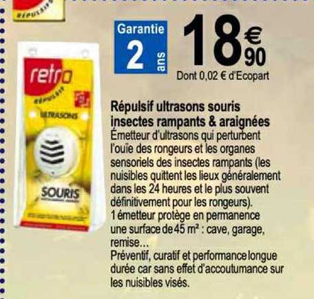 répulsif ultrasons souris insectes rampants & araignées