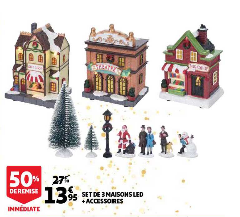 set de 3 maisons led + accessoires 50% de remise immédiate