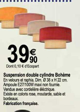suspension double cylindre bohème