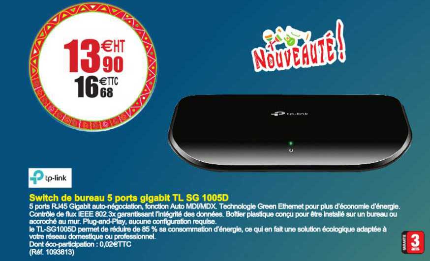 switch de bureau 5 ports glgabit tl sg 1005d tp link