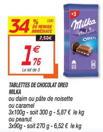 Tablettes De Chocolat Oreo Milka 34% De Remise Immédiate