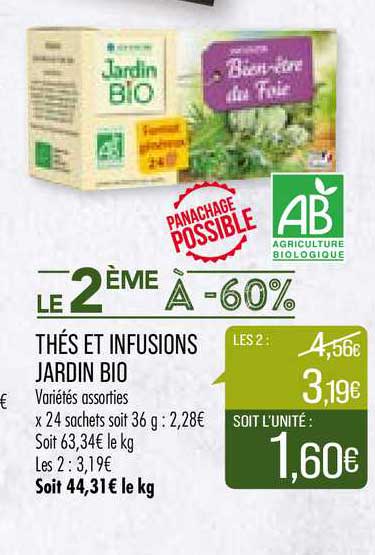 Thés Et Infusions Jardin Bio Le 2ème à -60%