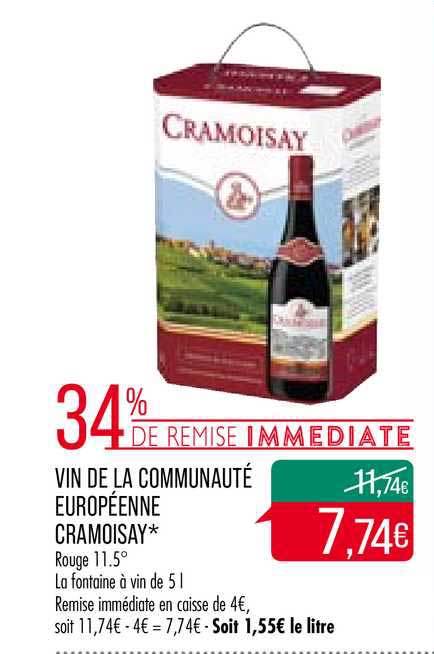 vin de la communauté européenne cramoisay 34% de remise immédiate