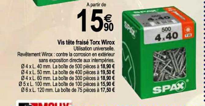vis tête fraisé torx wirox