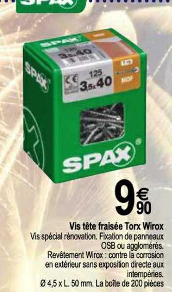 vis tête fraisée torx wirox