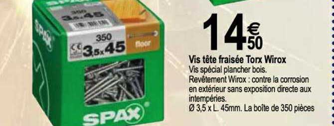 vis tête fraisée torx wirox