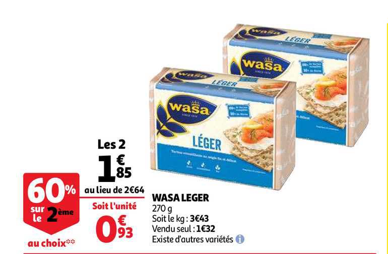 Wasa Léger 60% Sur Le 2ème Au Choix