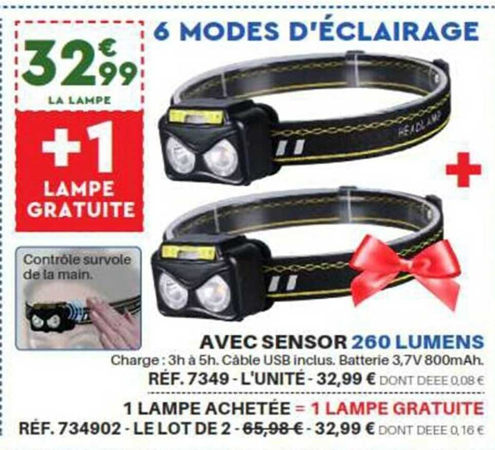 6 modes d'éclairage avec sensor 260 lumens