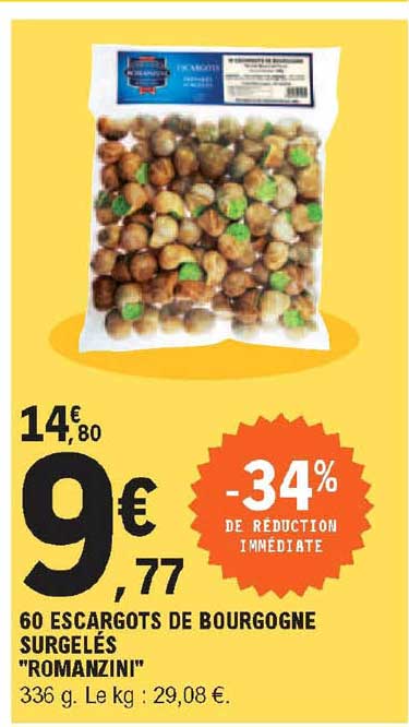 60 escargots de bourgogne surgelés "romanzini"