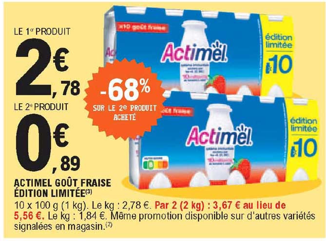 Actimel Goût Fraise édition Limitée