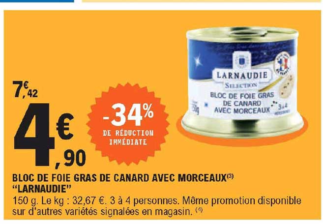 Bloc De Foie Gras De Canard Avec Morceaux "larnaudie"