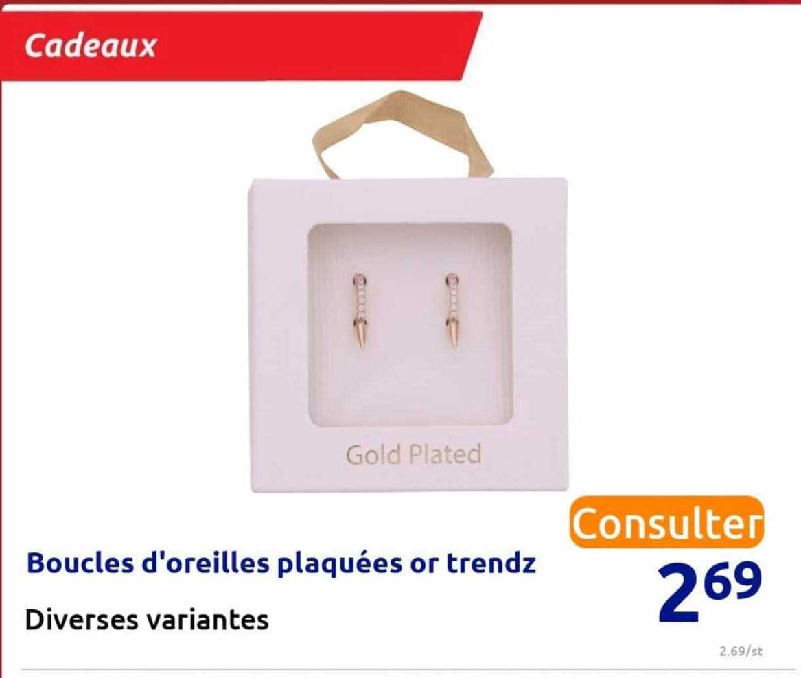 boucles d'oreilles plaquées or trendz