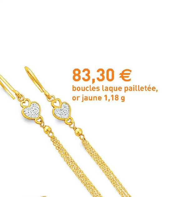 boucles laque pailletée, or jaune 1,18 g