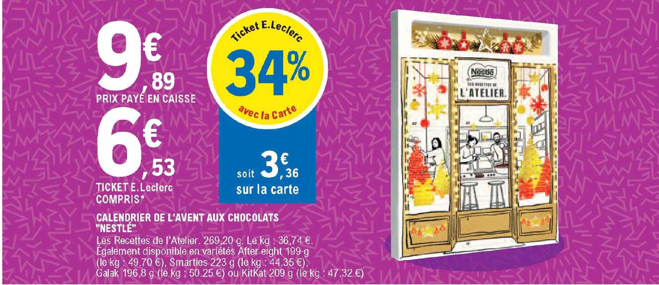 calendrier de l'avent de l'avent aux chocolats "nestlé"