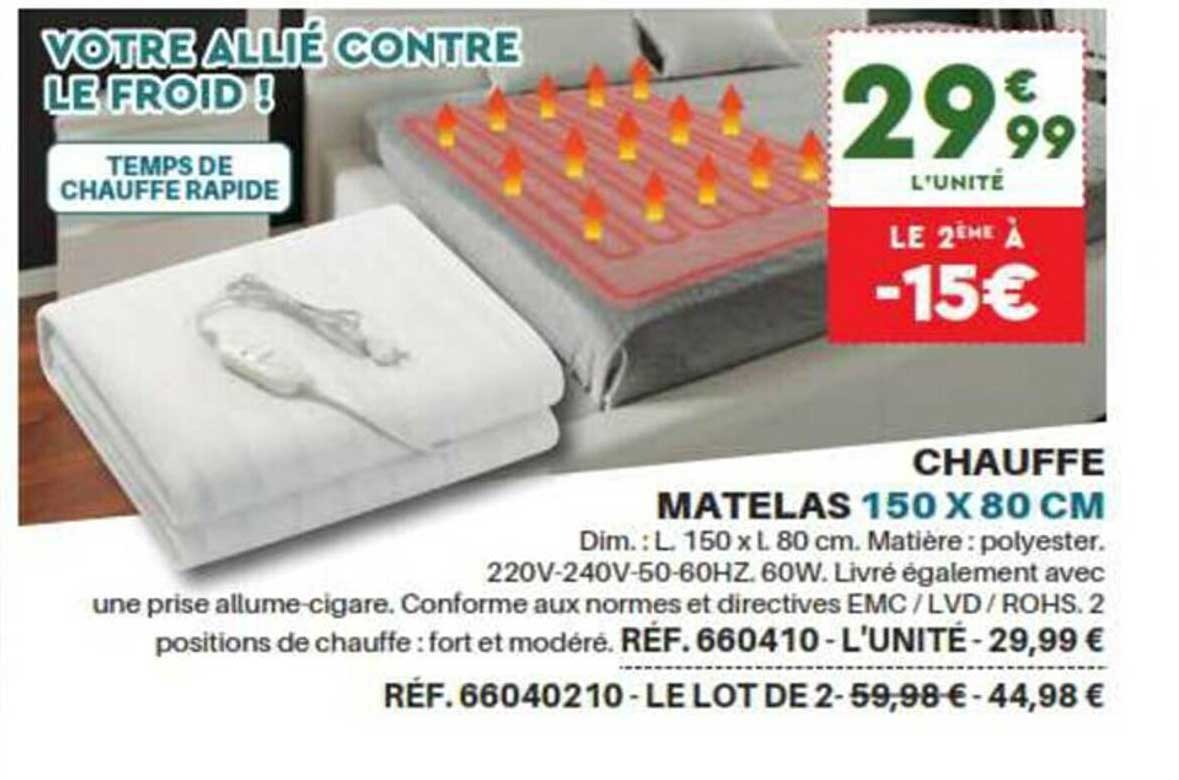 chauffe matelas 150 x 80 cm