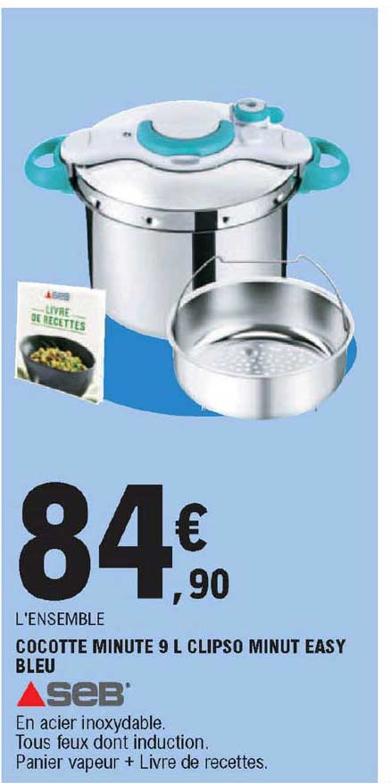 Cocotte Minute 9 L Clipso Minut Easy Bleu Seb