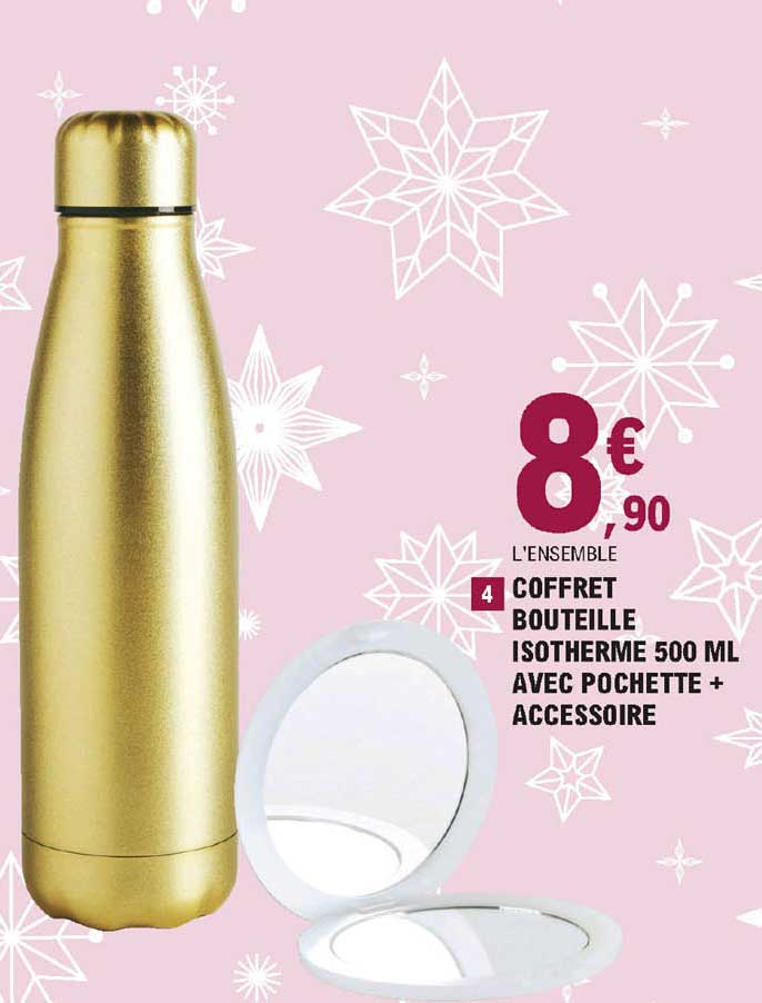 Coffret Bouteille Isotherme 500 Ml Avec Pochette + Accessoire