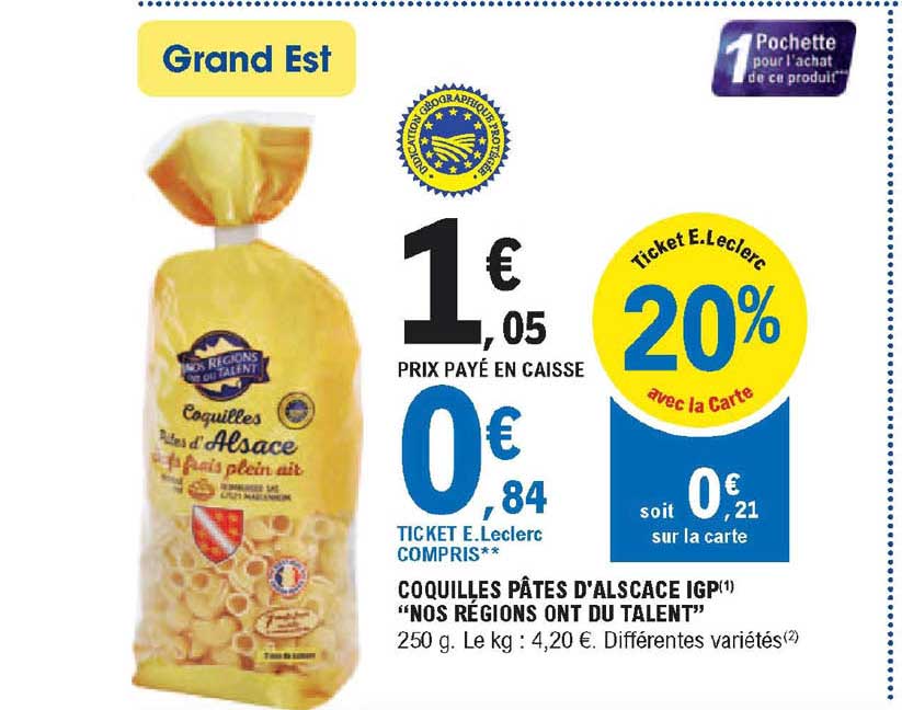 coquilles pâtes d'alsace igp "nos régions ont du talent"