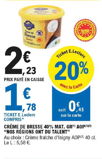 crème de bresse 40% mat. gr. aop "nos régions ont du talent"