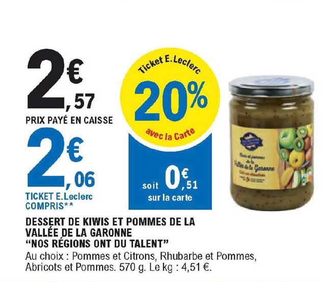 dessert de kiwis et pommes de valée de la garonne "nos régions ont du talent"