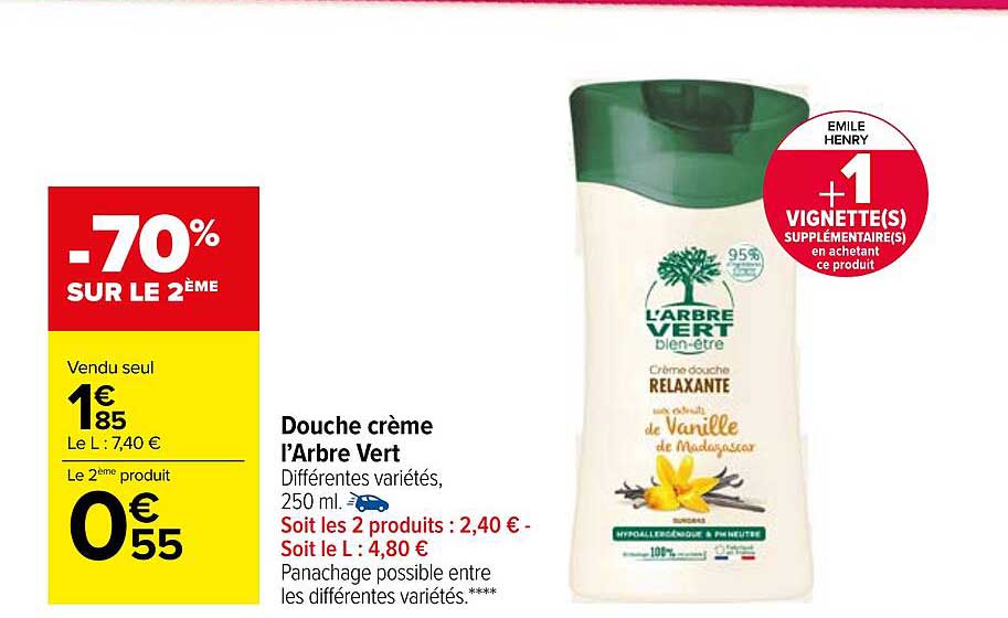 douche crème l'arbre vert