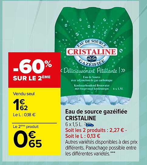 eau de source gazéifiée cristaline