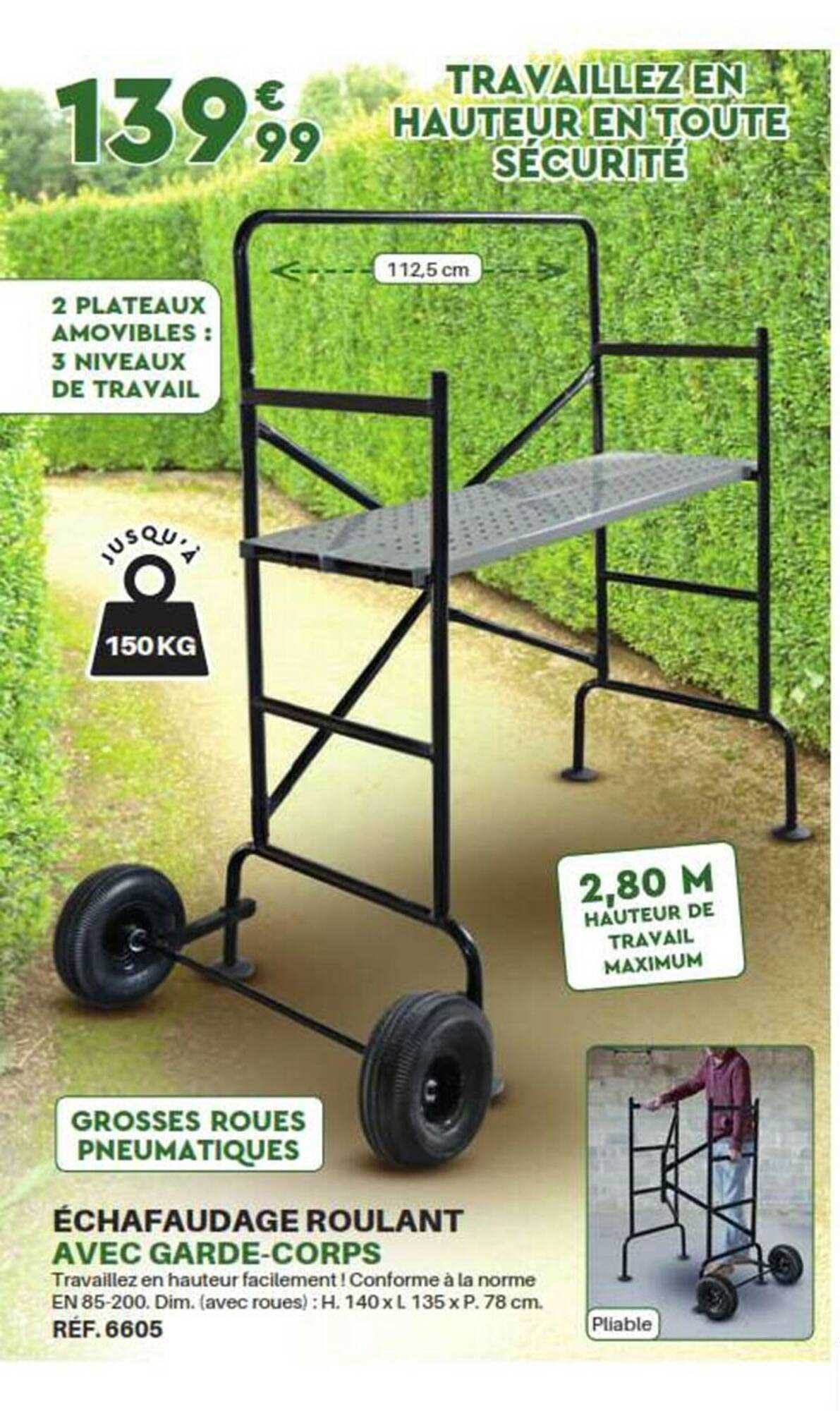 échafaudage roulant avec garde-corps